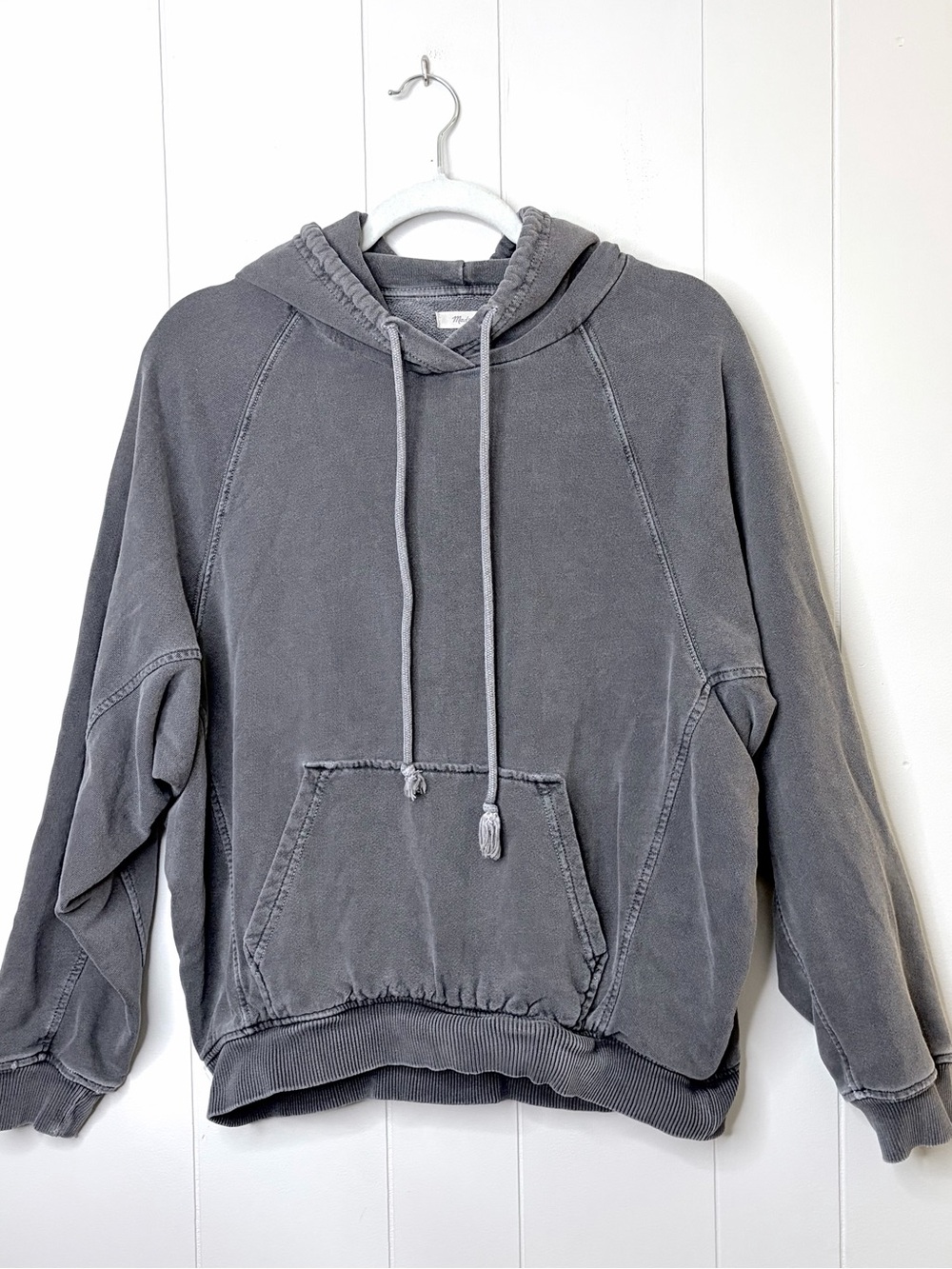 Madewell Washed Charcoal Gray Hoodie Sweatshirt Weathered French Terry Small